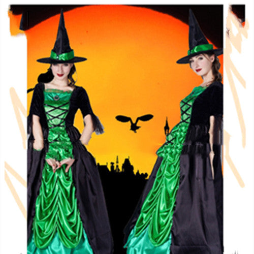 Halloween Women's Witch Green Dress