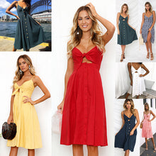 Laden Sie das Bild in den Galerie-Viewer, Women Summer Dresses Sleeveless Backless Strap Long Close-fitting Sheath Female Party Evening Dresses