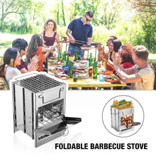 Carica l&#39;immagine nel visualizzatore di Gallery, Mini Outdoor Firewood Stove Camping Cooking Picnic Grill Folding Stove Square Wood Steel Travel Charcoal