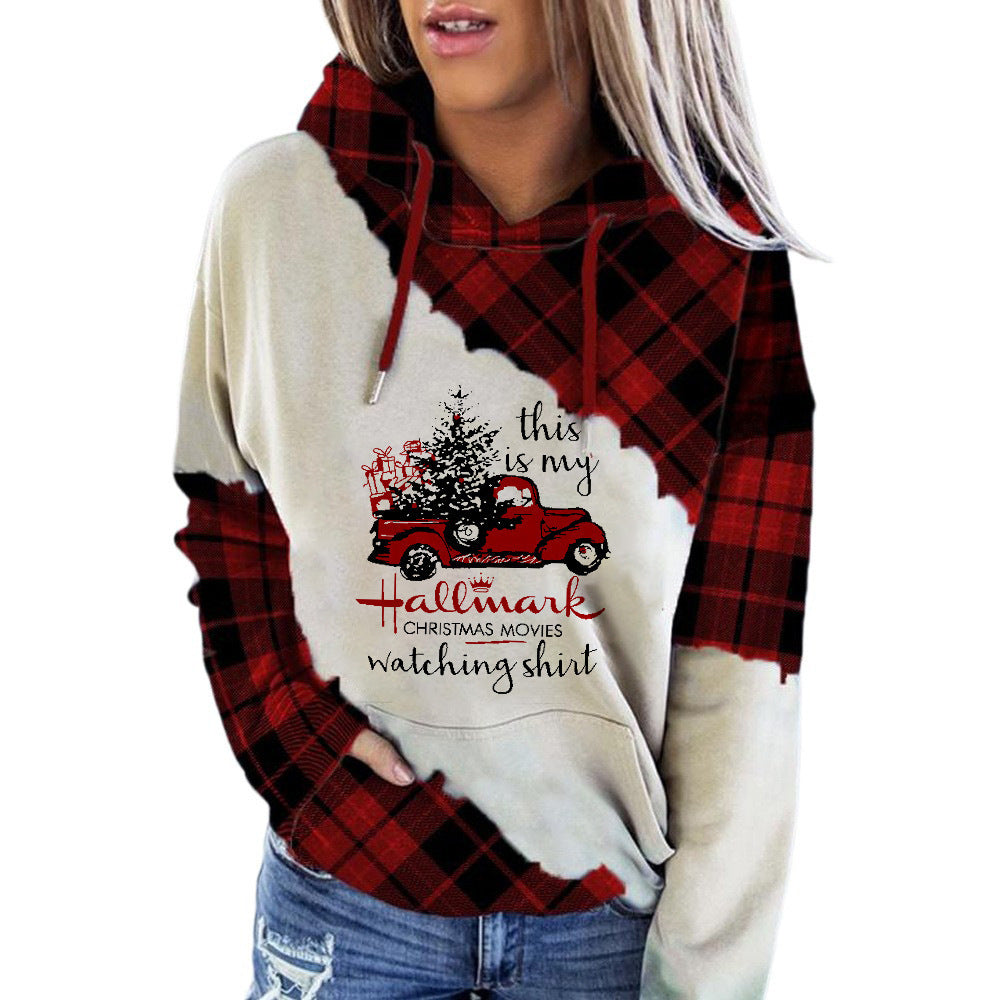 Christmas Series Hooded Pocket Sweater For Women