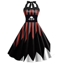 Laden Sie das Bild in den Galerie-Viewer, Ugly Girl Digital Print Strap Stripe Dress Around Halloween