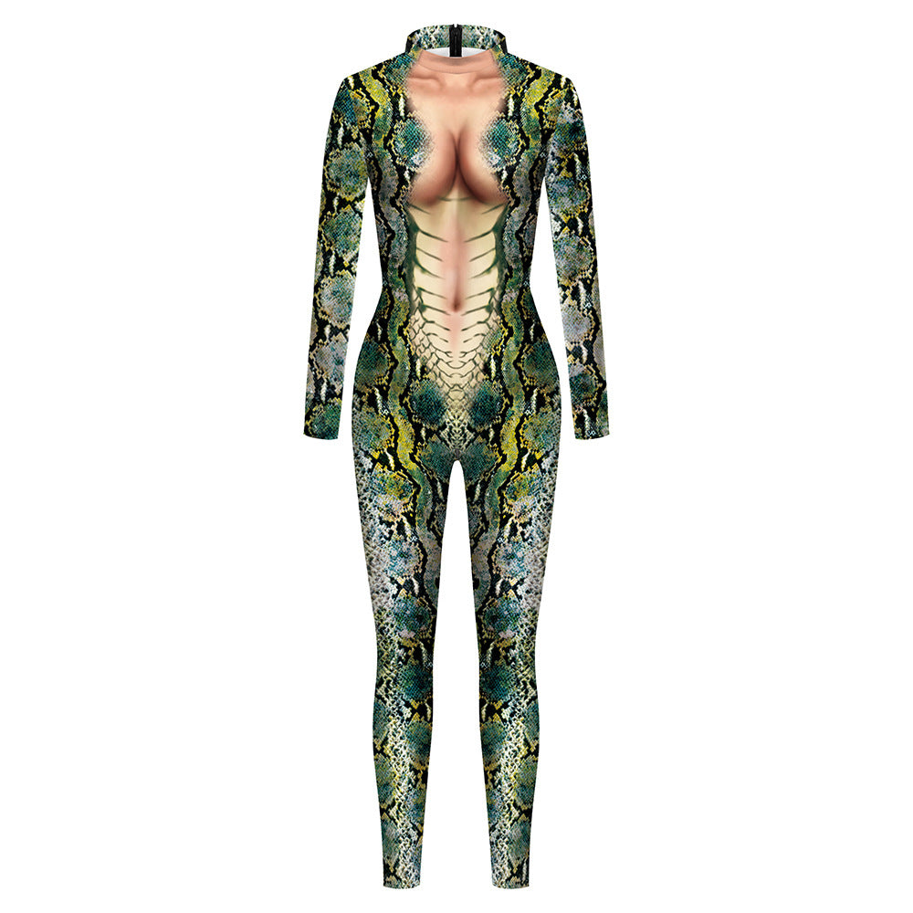 Animal Snake Pattern 3D Digital Printing One Piece Dress Couple Dress One Piece Set Long Sleeve