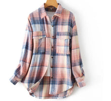 Laden Sie das Bild in den Galerie-Viewer, Women&#39;s Fashion Mid-length Large Pocket Plaid Shirt