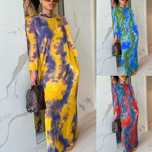 Women's Round-neck Long Printed Dress