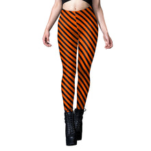 Carica l&#39;immagine nel visualizzatore di Gallery, Halloween Pumpkin Head Digital Printing Stripe Tight Feet Women&#39;s Leggings