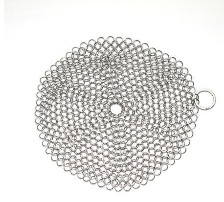 Silver Stainless Steel Cast Iron Cleaner Chainmail Scrubber Home Cookware Clean For Skillets Grill Pans