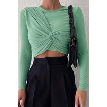 Carica l&#39;immagine nel visualizzatore di Gallery, Fashion Solid Color Twisted Navel Versatile Slimming Slim Top