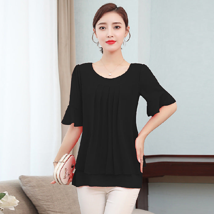 Women's Summer Plus Size Loose Top Chiffon Shirt