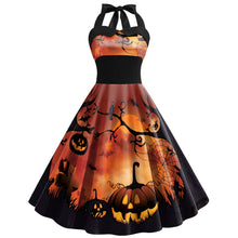 Charger l&#39;image dans la galerie, Halloween Dress Skull Spider Web Printed Clothing Women&#39;s Strap High Waist Skirt