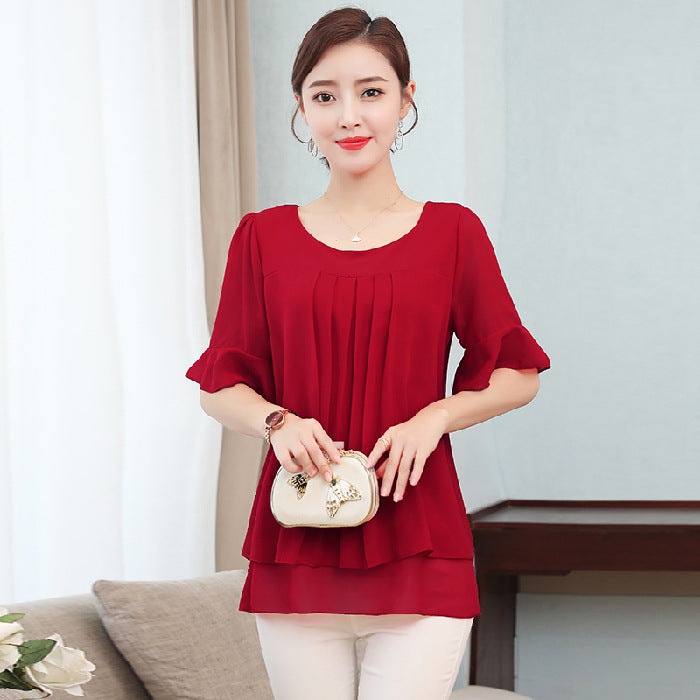 Women's Summer Plus Size Loose Top Chiffon Shirt