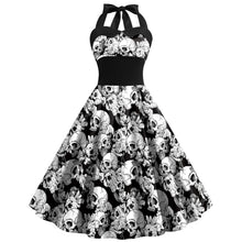 Charger l&#39;image dans la galerie, Halloween Dress Skull Spider Web Printed Clothing Women&#39;s Strap High Waist Skirt