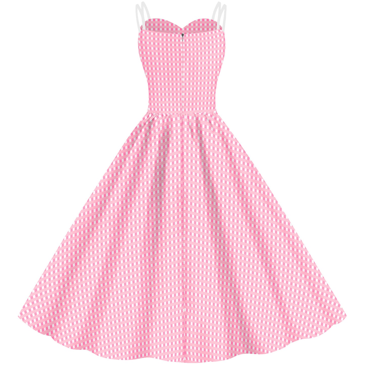 Women's Barbie Digital Print Pink Plaid Dress