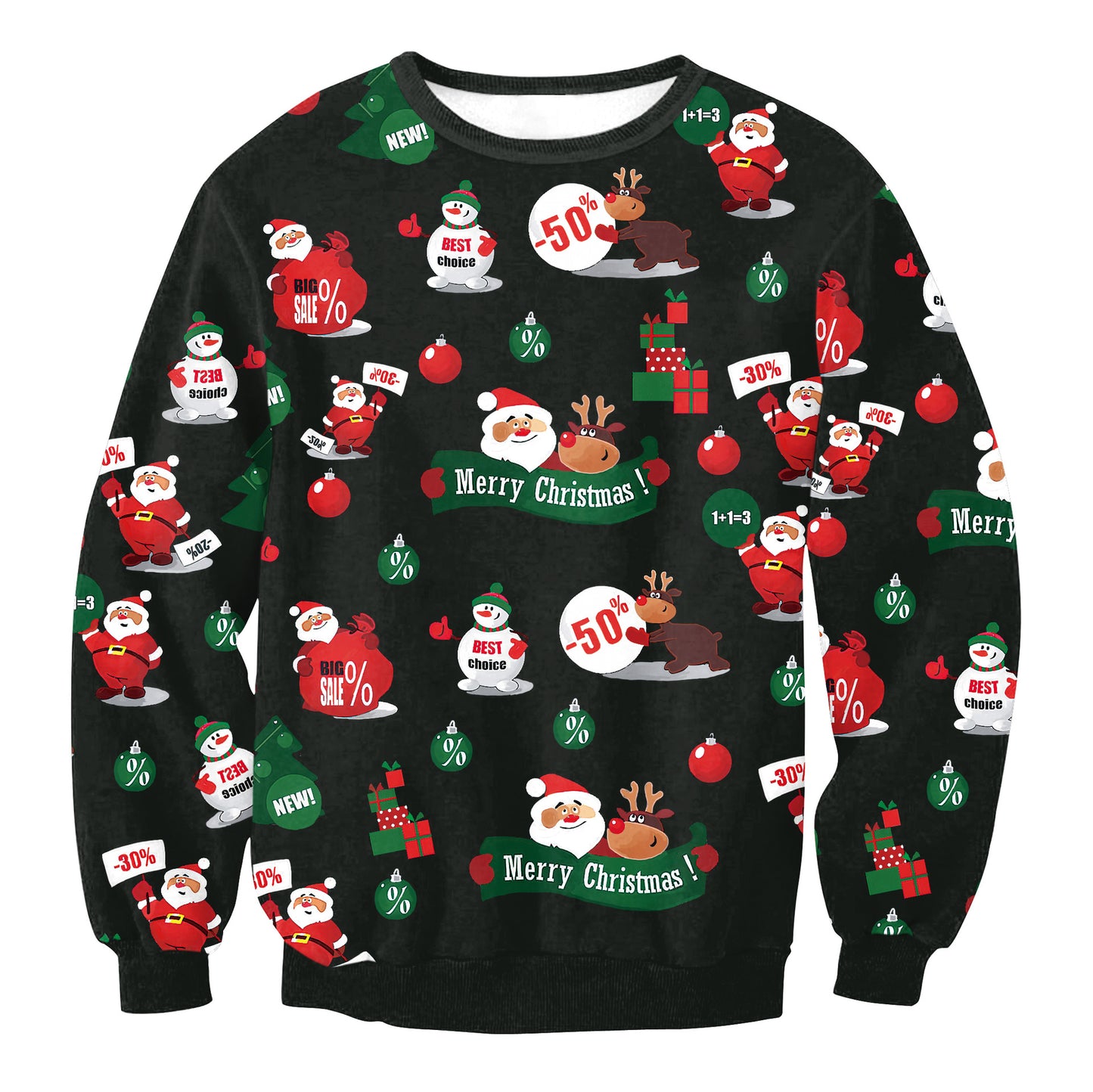 Women's Santa Claus Elk Long Sleeve Round Neck Loose Sweatshirt