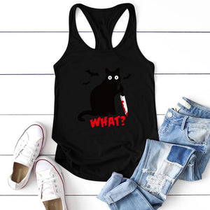 Gothic Cat Knife Bat What Printed Shirt