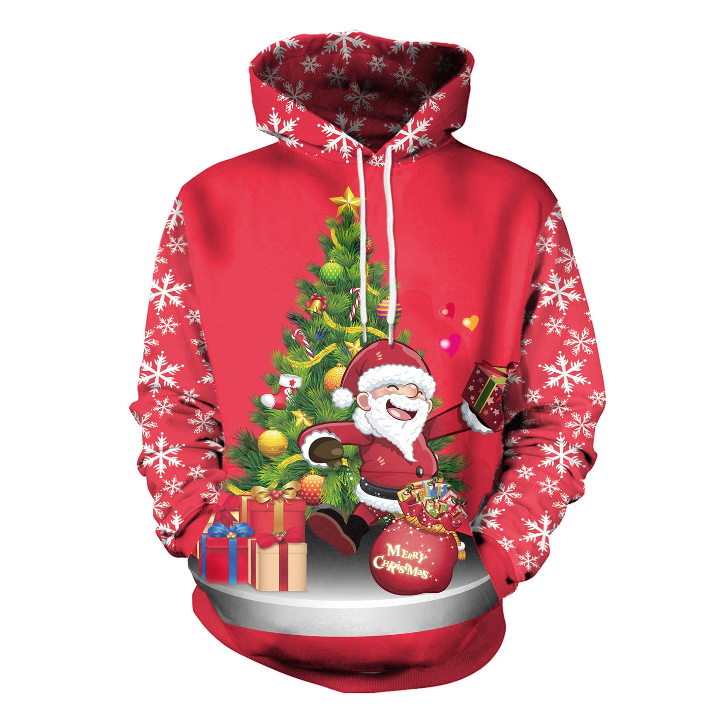 Christmas Women's Loose Versatile Hooded Creative Digital Printed Sweater