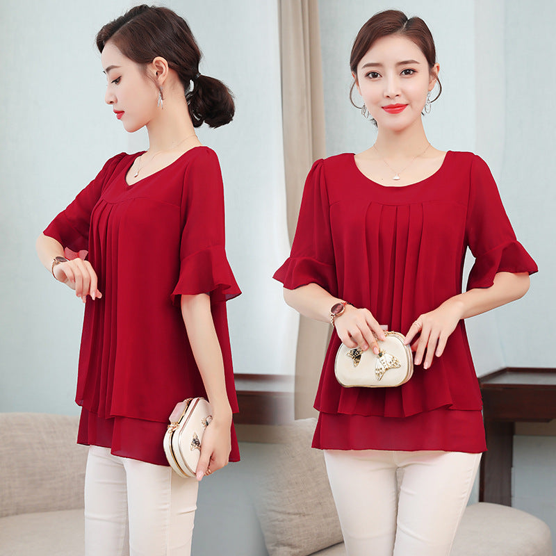 Women's Summer Plus Size Loose Top Chiffon Shirt