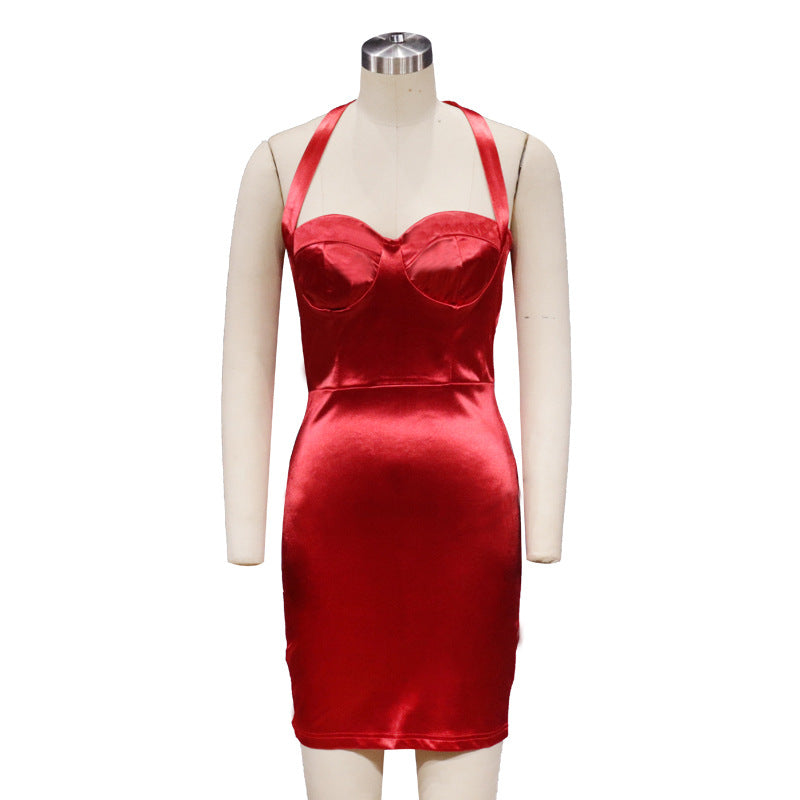 Women's Hip-hugging Halter Neck Slim Sleeveless Dress