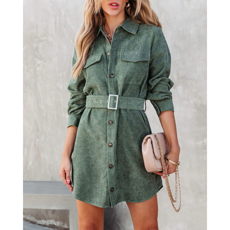 Women's Corduroy Lace Up Dress