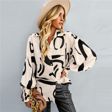 Carica l&#39;immagine nel visualizzatore di Gallery, Women&#39;s Fashionable All-match Lantern Sleeve Printed Shirt