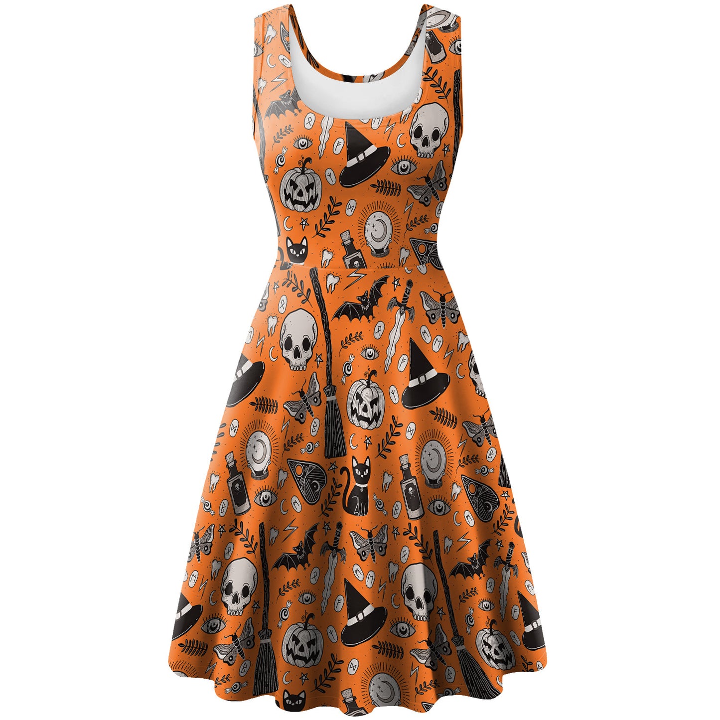 Women's Halloween Sleeveless Vest Pumpkin Skull Digital Printing Dress