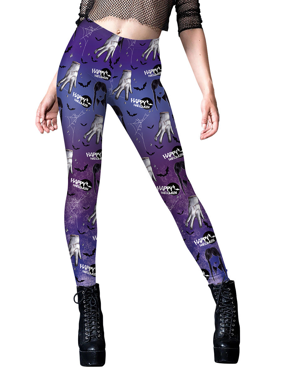 Women's Halloween Horror Hand Digital Printing Yoga Leggings