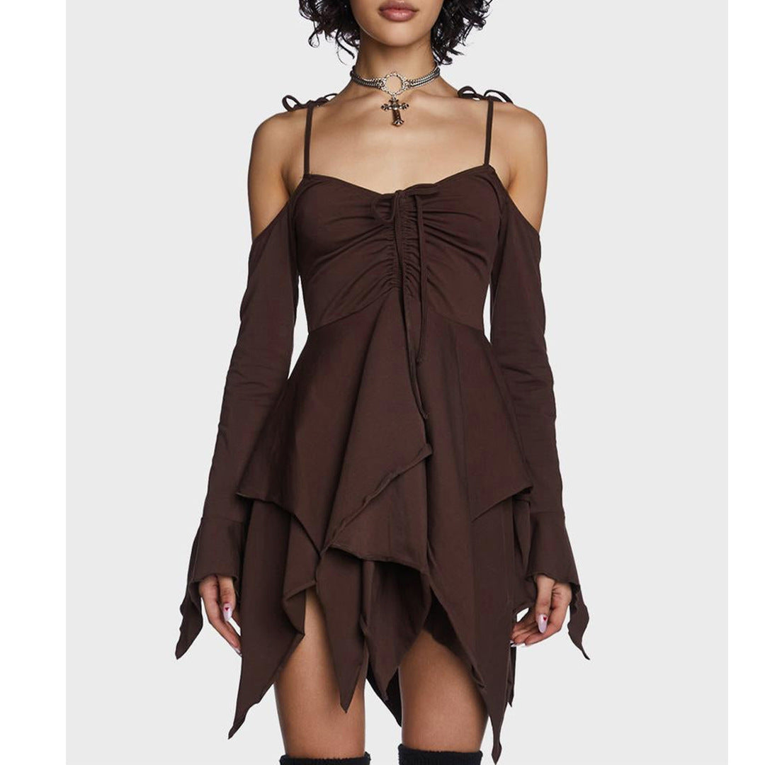 Pleating Halloween Performance Wear Irregular Spaghetti-strap Dress