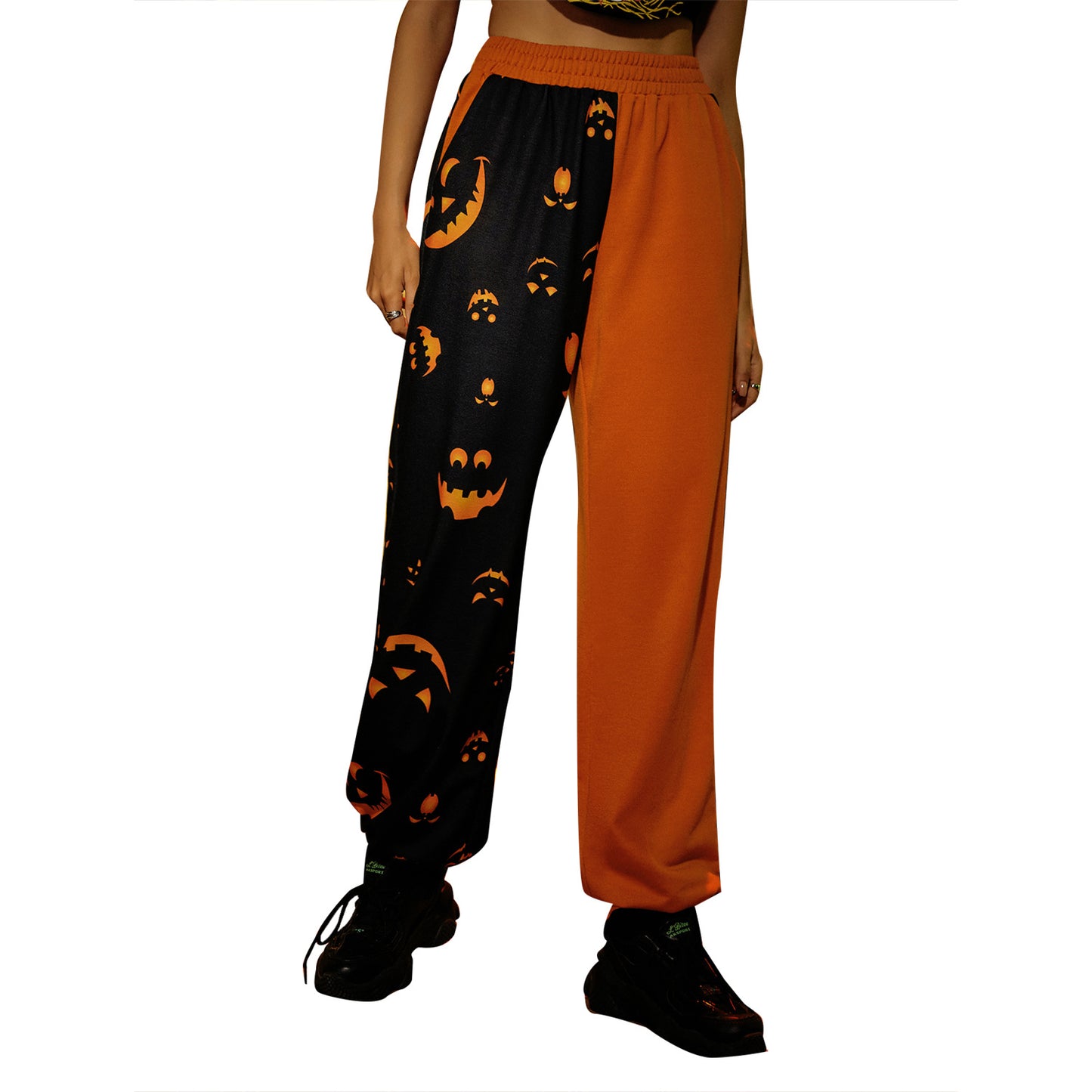 Women's Halloween Casual Patchwork Printed Skinny Pants