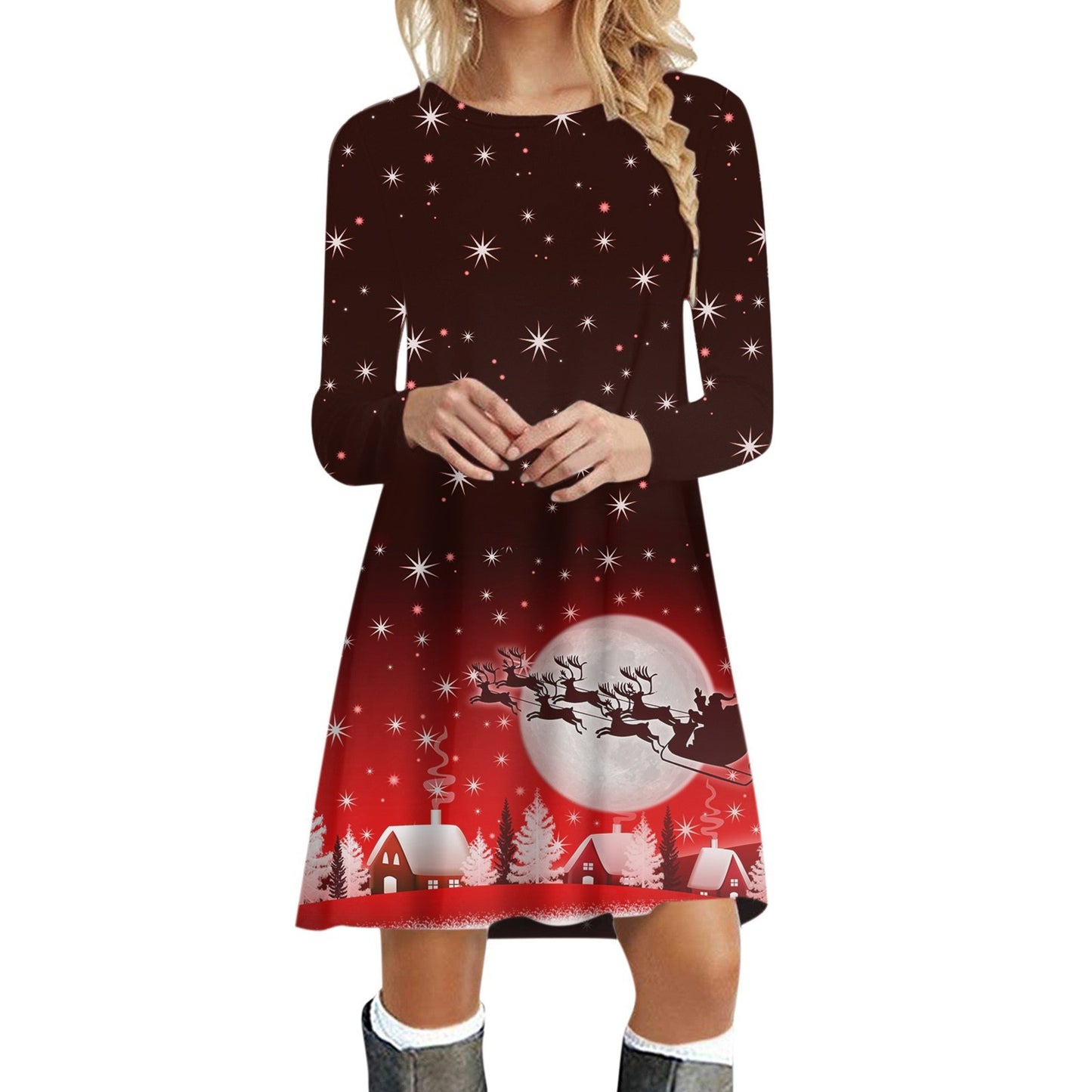 Women's Christmas Party Long Sleeve Dress