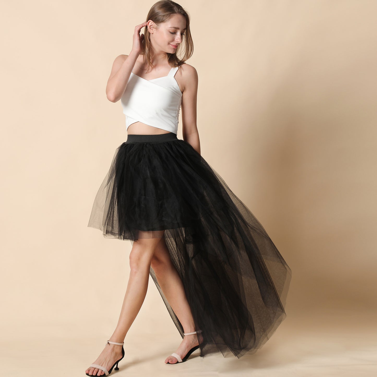 Women's Fashion Solid Color Dovetail Tulle Skirt