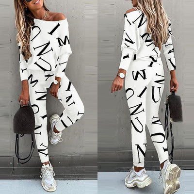 Women's Letter Printing Long-sleeve Suit