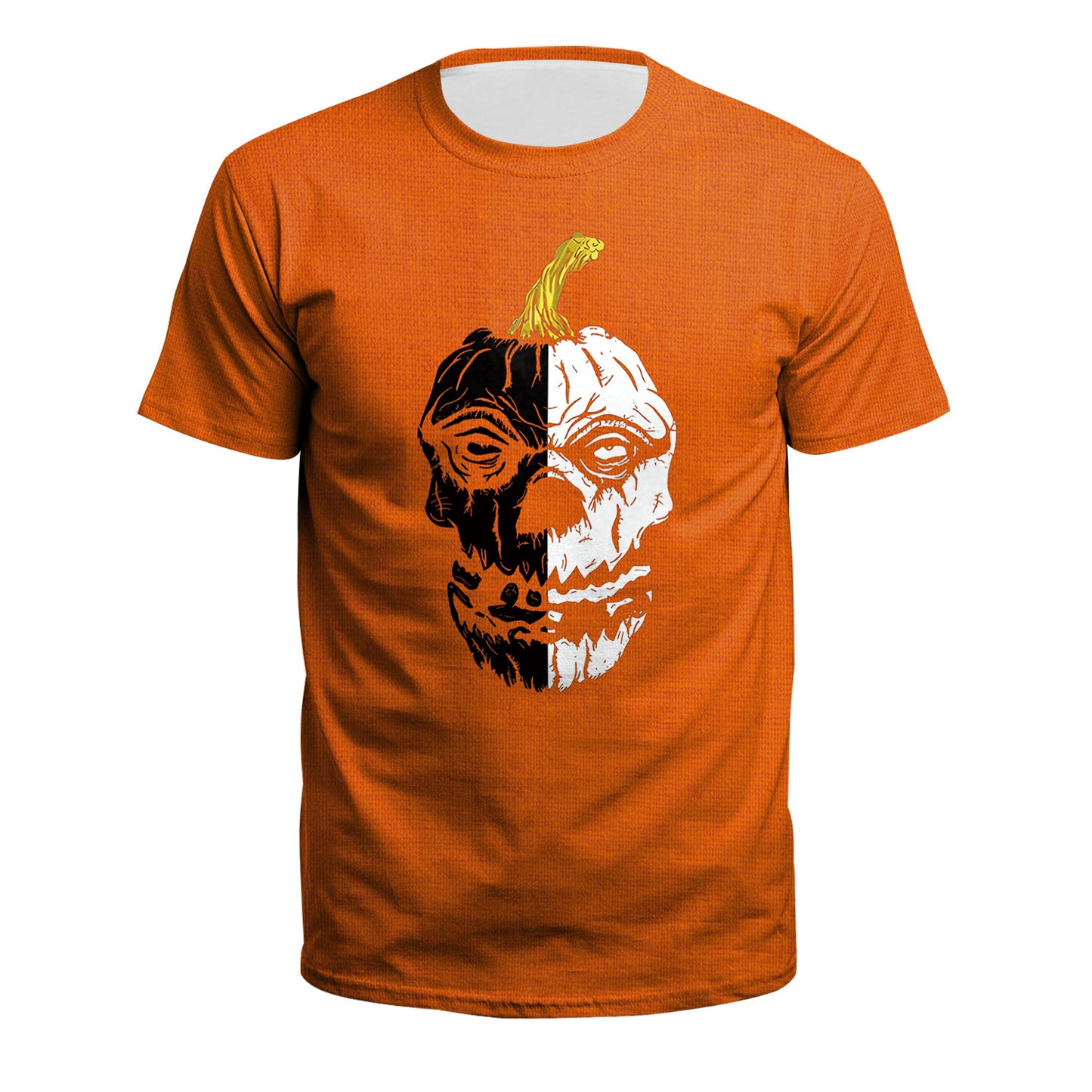 Women's Horror Pumpkin Skeleton Digital Printed Round Neck Short Sleeve