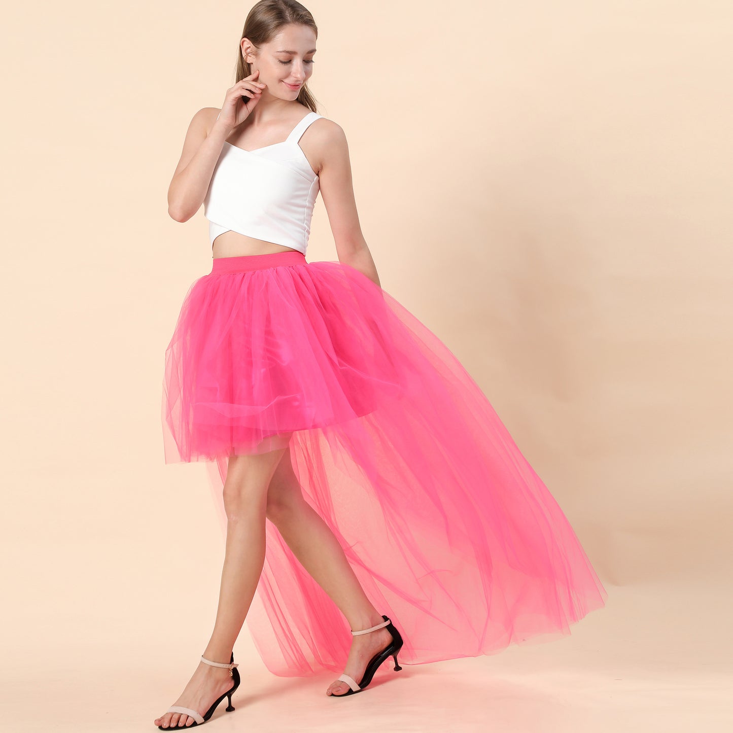 Women's Fashion Solid Color Dovetail Tulle Skirt