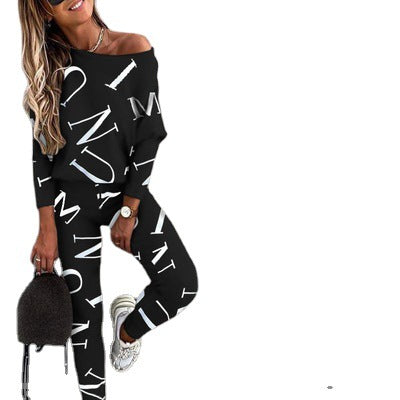 Women's Letter Printing Long-sleeve Suit