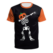 Charger l&#39;image dans la galerie, Women&#39;s Horror Pumpkin Skeleton Digital Printed Round Neck Short Sleeve