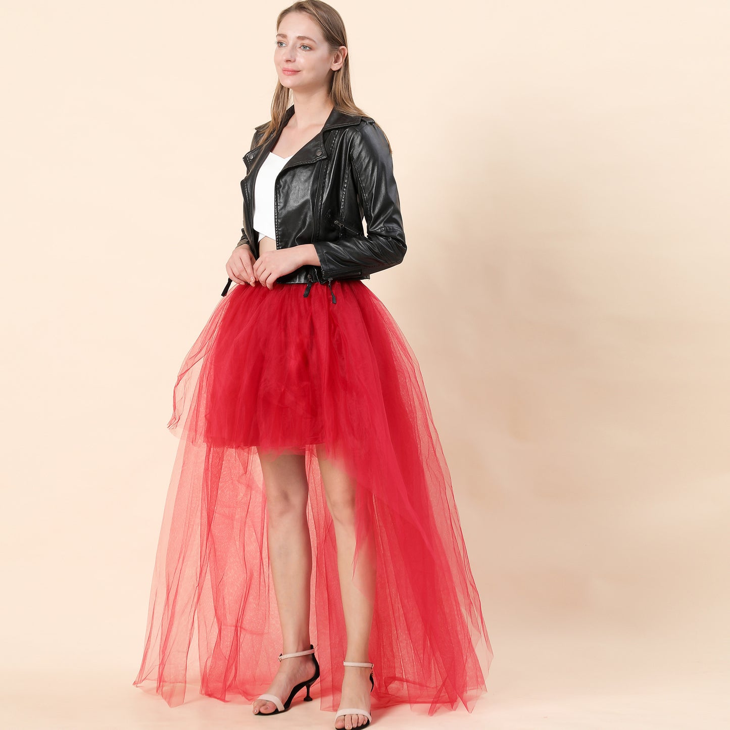 Women's Fashion Solid Color Dovetail Tulle Skirt