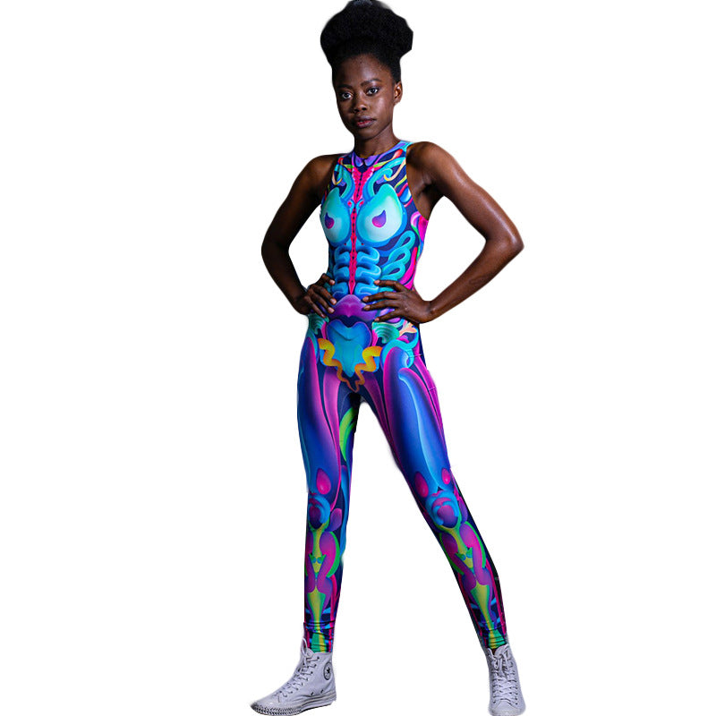 Women's Printed Human Skeleton Jumpsuit