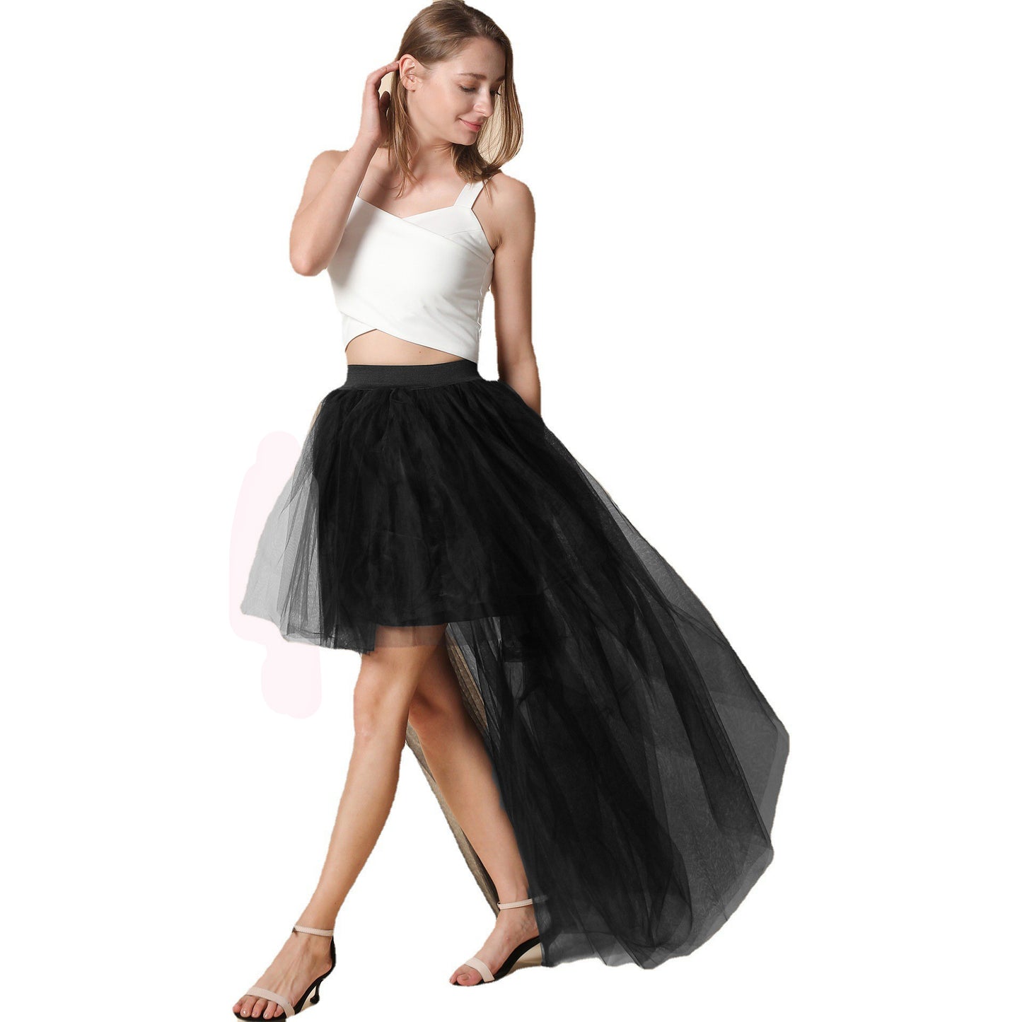 Women's Fashion Solid Color Dovetail Tulle Skirt