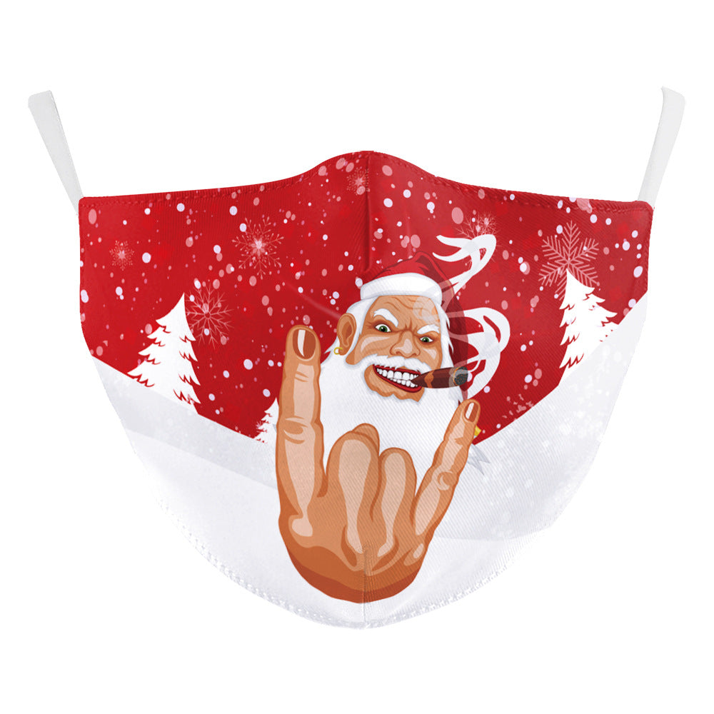 Christmas Beard Digital Printing Double Layer Dustproof Mask