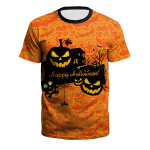 Women's Cartoon Pumpkin Casual Couple Digital Printed T-shirt