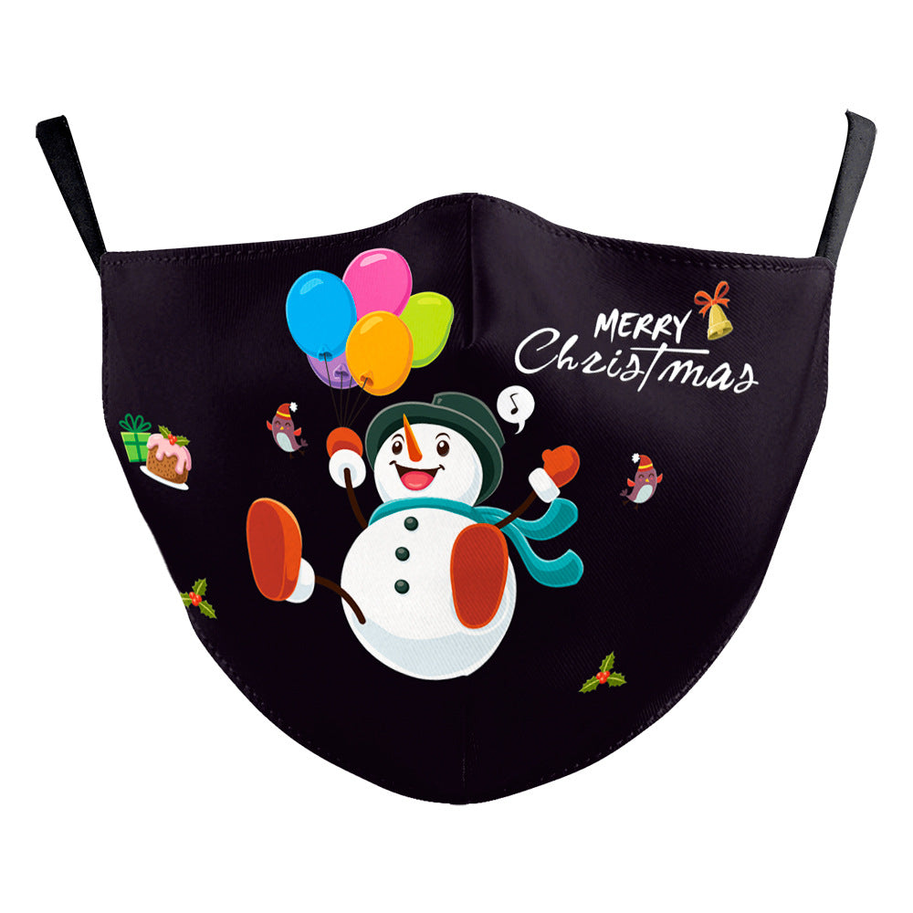 Christmas Snowman Digital Printing Double Layer Dustproof Mask