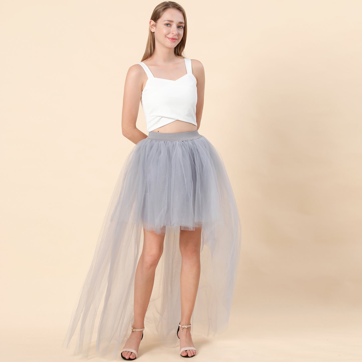 Women's Fashion Solid Color Dovetail Tulle Skirt