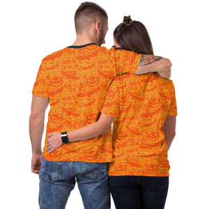 Women's Cartoon Pumpkin Casual Couple Digital Printed T-shirt