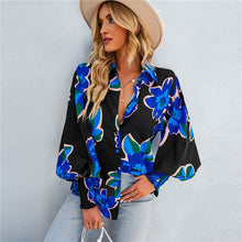 Carica l&#39;immagine nel visualizzatore di Gallery, Women&#39;s Fashionable All-match Lantern Sleeve Printed Shirt