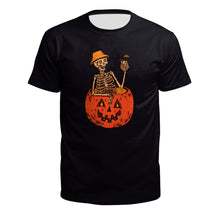 Charger l&#39;image dans la galerie, Women&#39;s Horror Pumpkin Skeleton Digital Printed Round Neck Short Sleeve