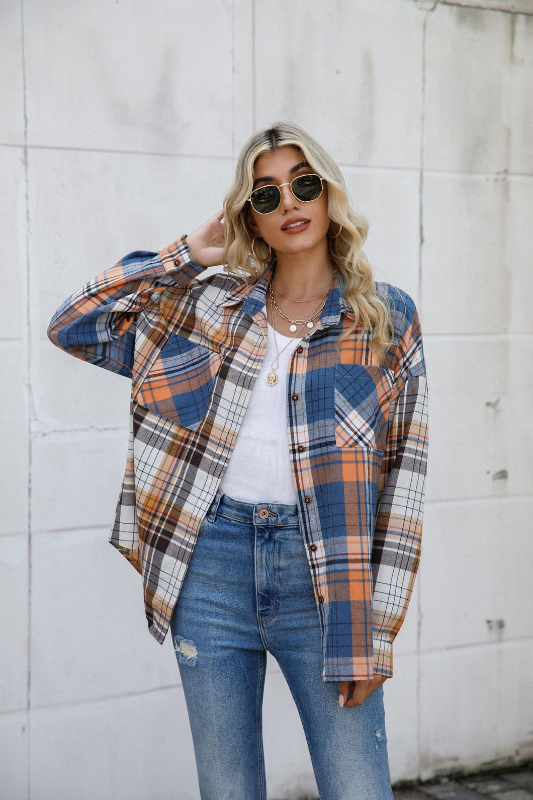 Women's Fashion Casual Patchwork Plaid Cardigan