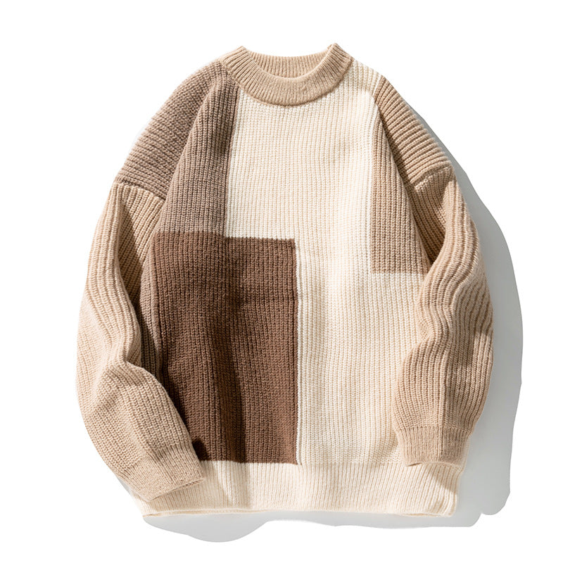 Color Block Stitching Design Knitwear Sweater For Men