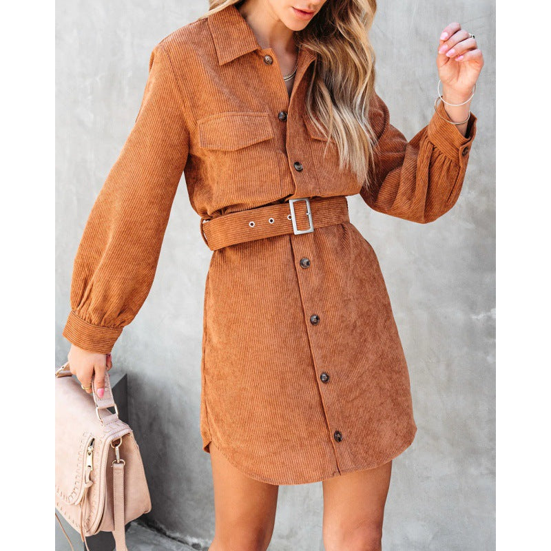 Women's Corduroy Lace Up Dress