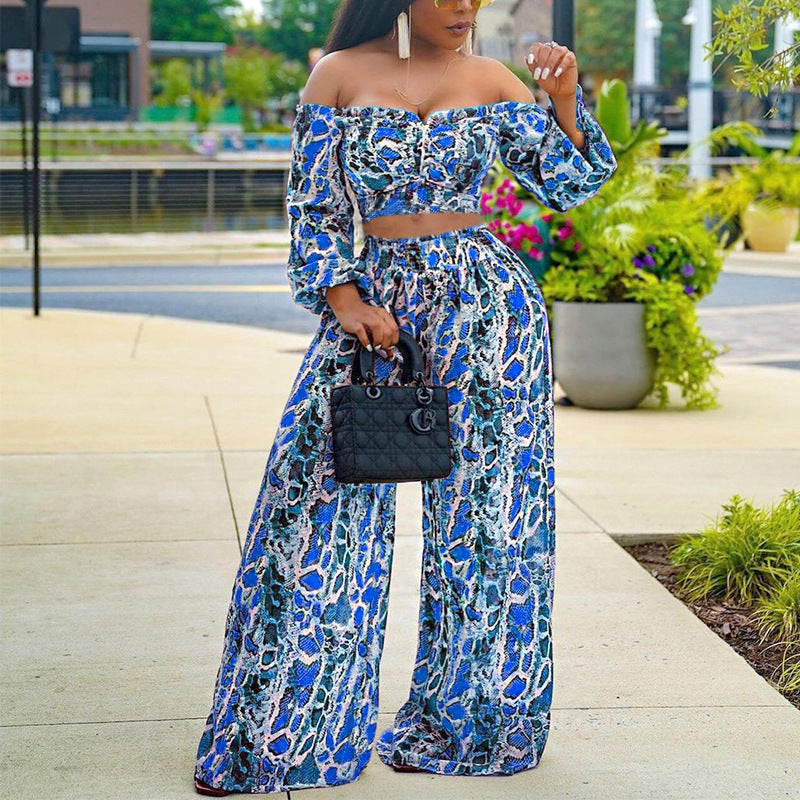 Women's Off-shoulder Long Sleeve Outfit Set