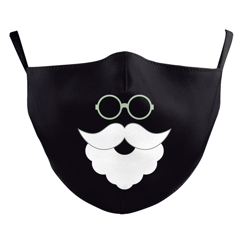 Christmas Beard Digital Printing Double Layer Dustproof Mask