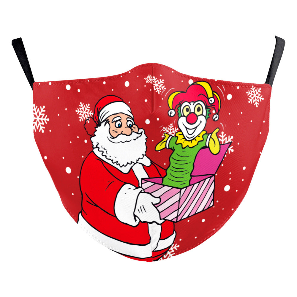 Christmas Beard Digital Printing Double Layer Dustproof Mask